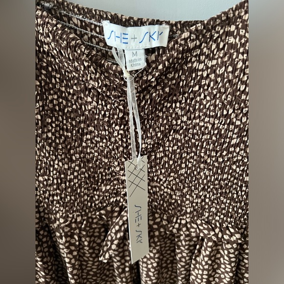 SHE + SKY LONG SLEEVE BROWN DRESS - Picture 4 of 5